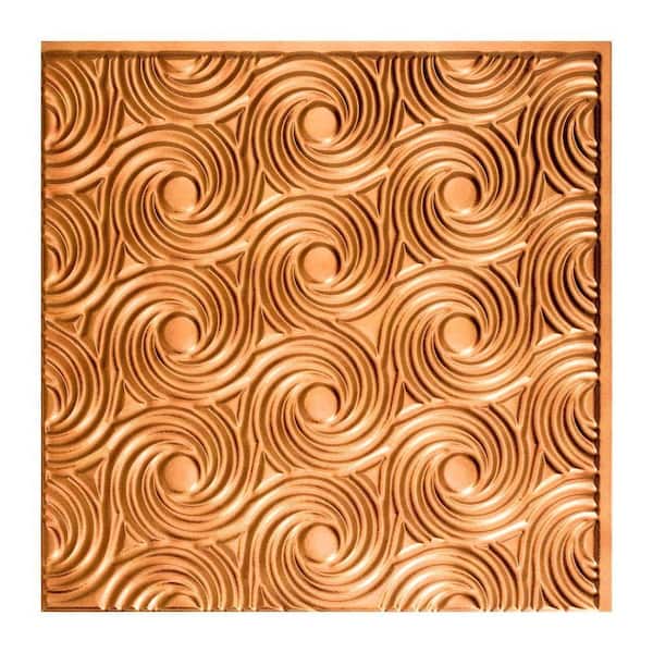 Fasade Cyclone 2 ft. x 2 ft. Glue Up PVC Ceiling Tile in Antique Bronze