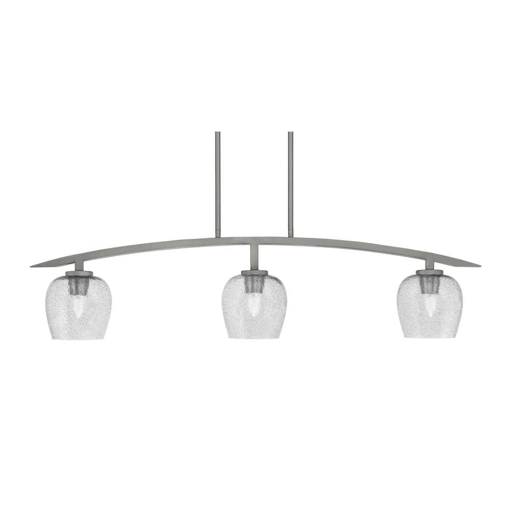 Siena 41 in. 3-Light Graphite Chandelier with 6 in. Smoke Bubble Glass Shad