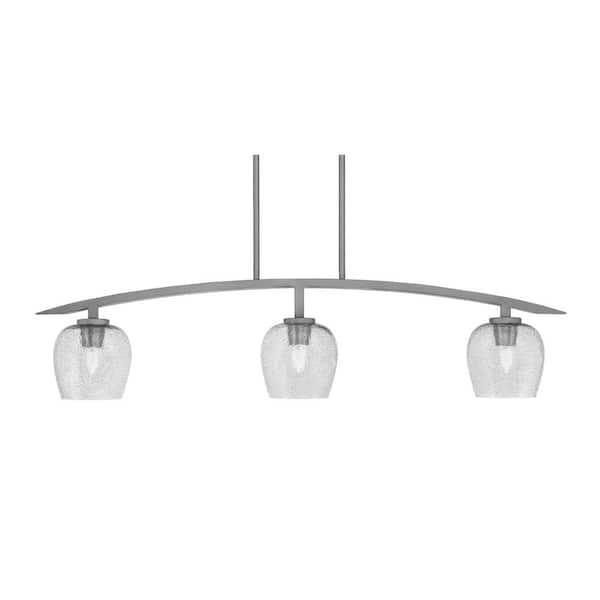 Unbranded Siena 41 in. 3-Light Graphite Chandelier with 6 in. Smoke Bubble Glass Shades, no bulbs included