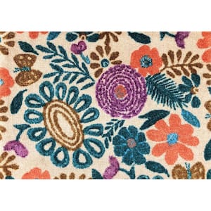 Washable Floral Neutral 2 ft. 3 in. x 1 ft. 5 in. Small Mat. Multiple Colors.
