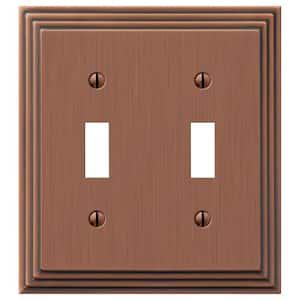 Tiered 2 Gang Toggle Metal Wall Plate - Antique Copper