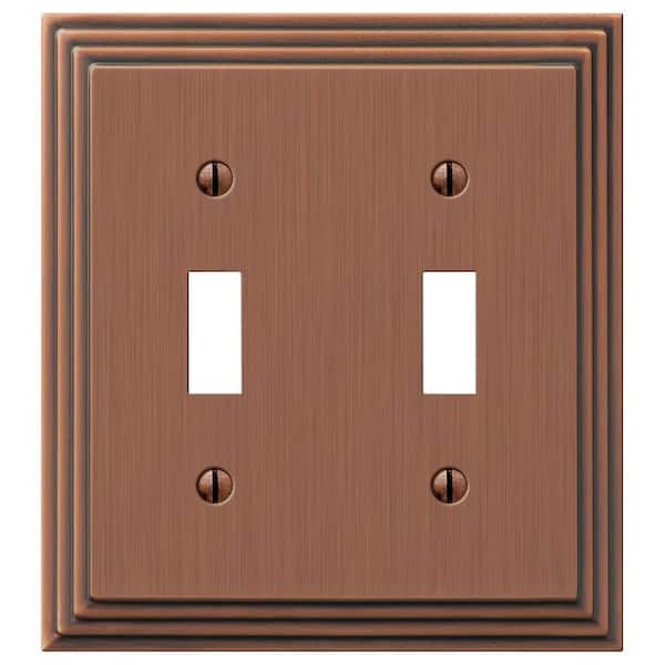 Hampton Bay Tiered 2 Gang Toggle Metal Wall Plate - Antique Copper