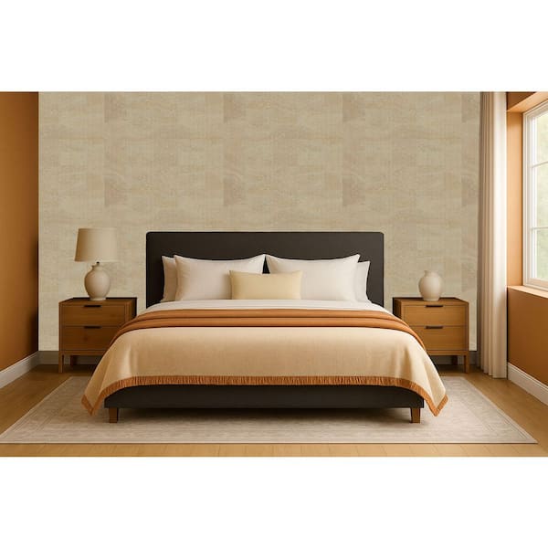 Oyster White Collaged Cork Print Non-Woven Non-Pasted Textured Wallpaper 57 sq. ft.