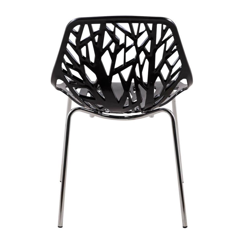 Asbury High-Back Black Wood & Metal Side Chair Set