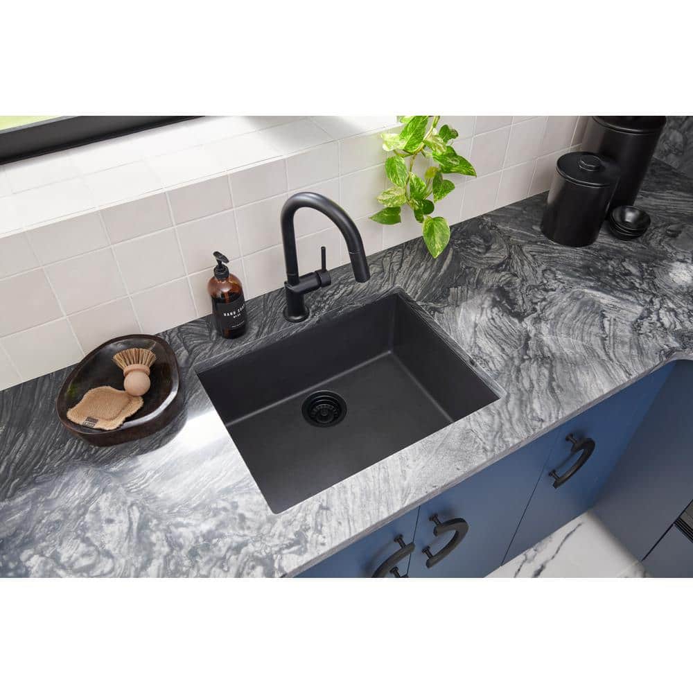 Midnight Black Granite Composite Single Bowl Kitchen Sink