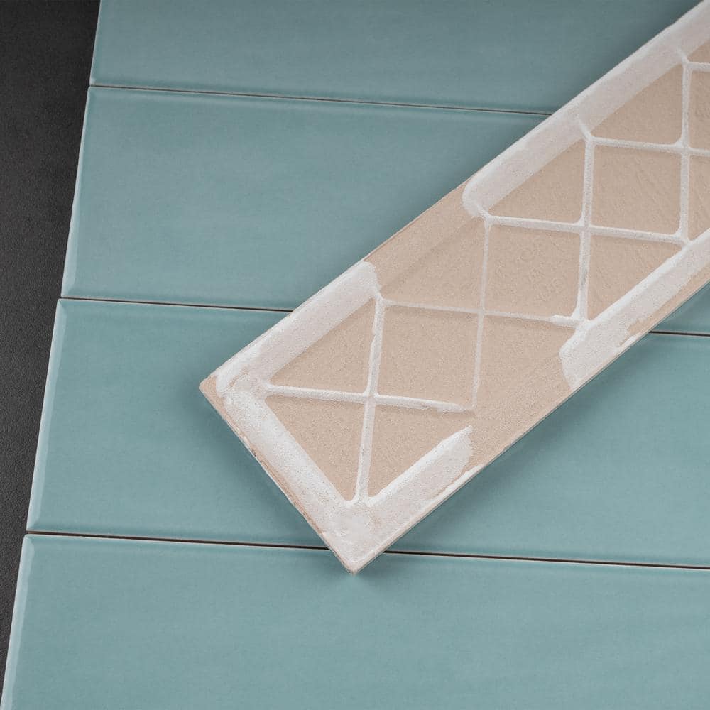 Acqua Blue Glossy Ceramic Subway Wall Tile 3x12