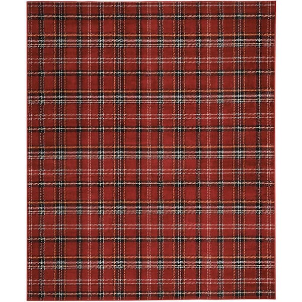 Grafix Red 9 ft. x 12 ft. Plaid Contemporary Area Rug