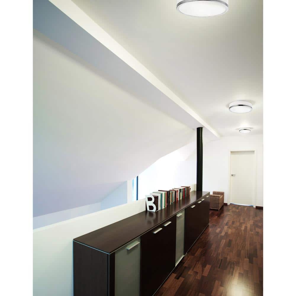 Satin Nickel 10" Contemporary Frosted Glass Drum Flush Mount
