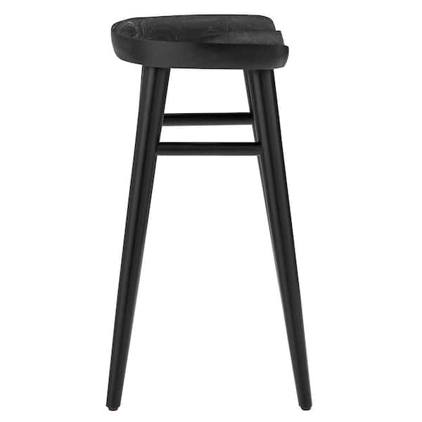 MODWAY Saville 27 in. in Black Backless Wood Counter Stools - Set