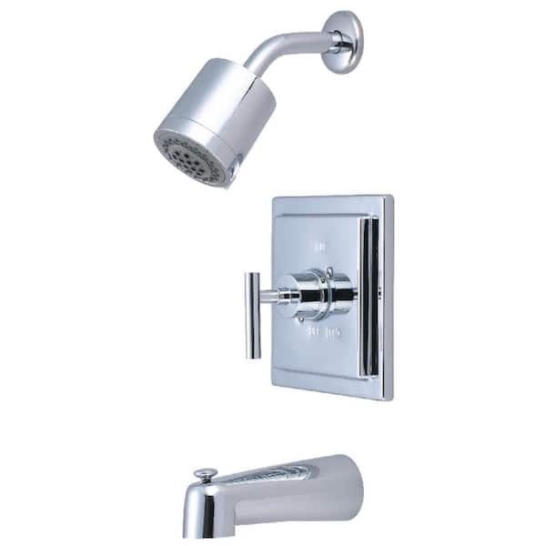 Kingston Brass Manhattan Single Handle 2-Spray Tub and Shower Faucet 2 GPM with Pressure Balance in Polished Chrome
