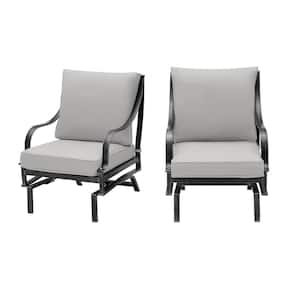 Highland Point Black Pewter Aluminum Outdoor Patio Rocking Lounge Chair with Pewter Gray Cushion (2-Pack)