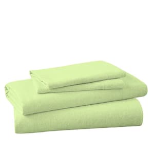 4-Piece Sage Solid Cotton Blend/Poly Queen Jersey Knit Sheet Set