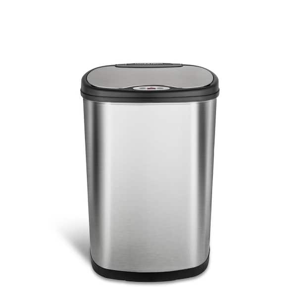 Mainstays 13.2 gal /50 L Motion Sensor Kitchen Garbage Can, Black Stainless  Steel 