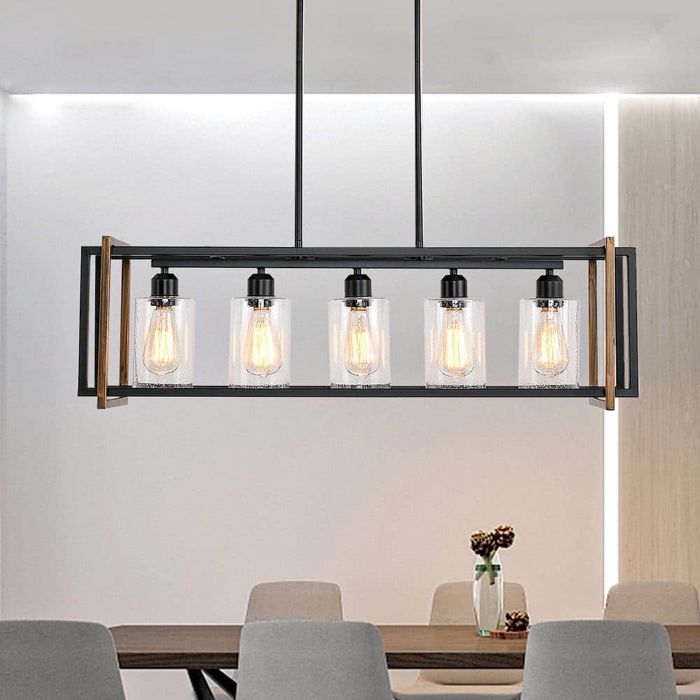 5-Light Pendant Lights Fixture Farmhouse Rustic Kitchen Island Chandelier for Dining Room in Wood Grain price history on PriceWatchPro