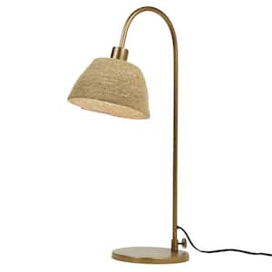 Adelaide 26.75 in. Gold Arched Base Table Lamp with Tan Jute Shade