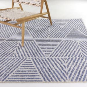 Darcy Blue 7 ft. 10 in. x 10 ft. Stripe Indoor/Outdoor Area Rug