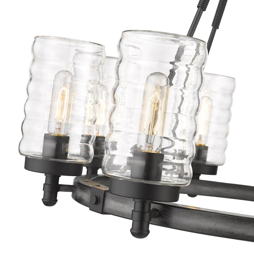 Ashen Barnboard Black 8-Light Outdoor Chandelier