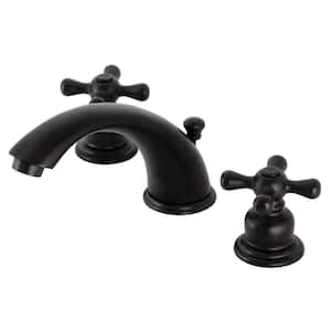 Victorian 2-Handle 8 in. Widespread Bathroom Faucets with Plastic Pop-Up in Matte Black
