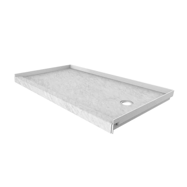 FlexStone 32 in. x 60 in. Single Threshold Shower Base with Right Hand Drain in Frost