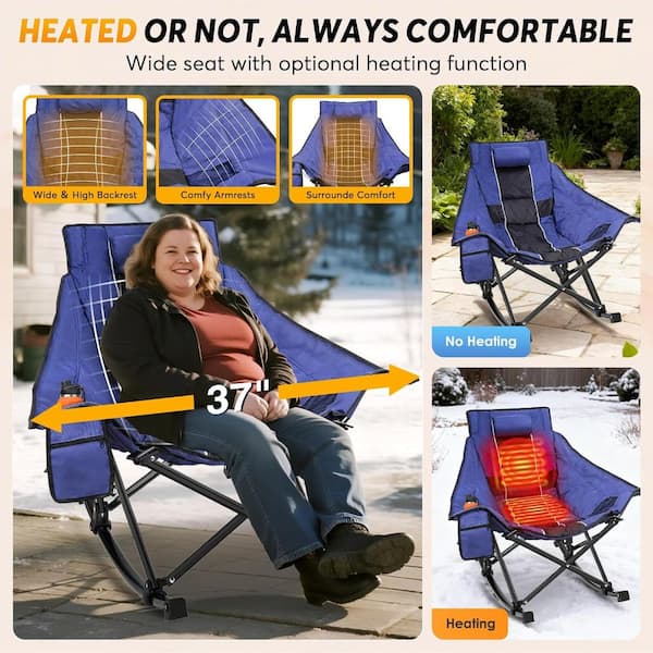 SEEUTEK 2PK Heated Camping Rocking Chair, Dual-Zone 3-Level Heated