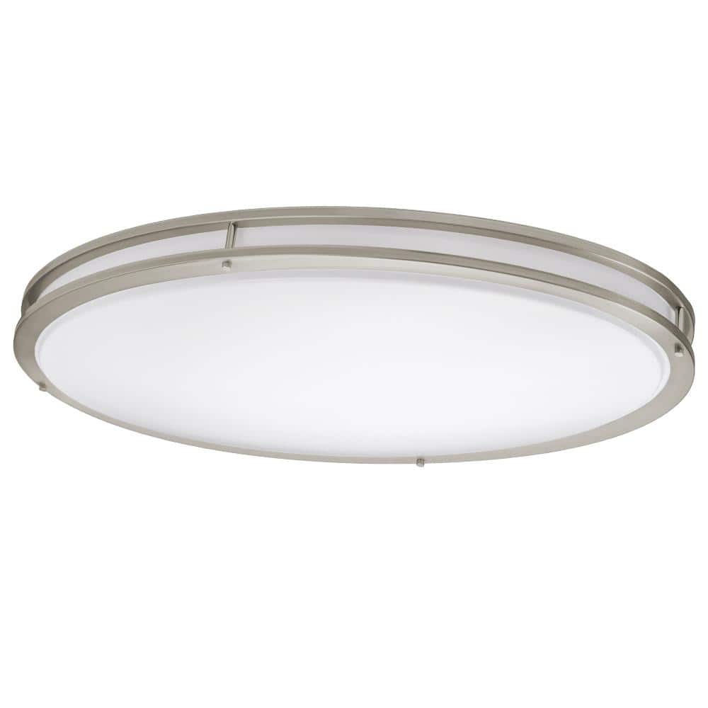Orbit 32 in. Brushed Nickel Oval LED Flush Mount Ceiling Light 3000 Lumens 