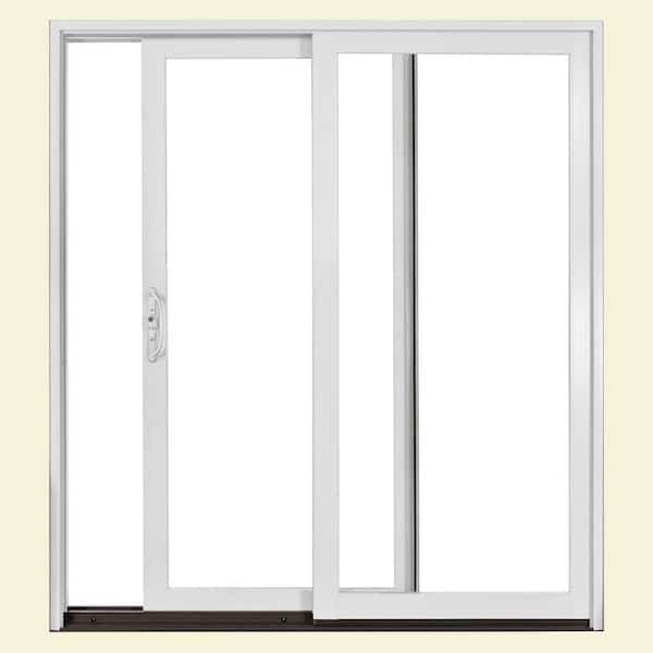 JELD-WEN 72 in. x 80 in. W-2500 White Clad Wood Left-Hand Full Lite Sliding Patio Door w/Unfinished Interior