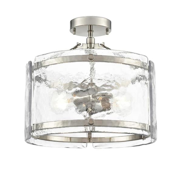 Bennetti 14.5 in. Wide 2-Light Semi Flush-Polished Nickel