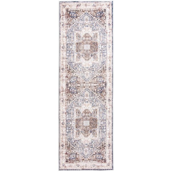 Silky Medallion Gray 2 ft. x 7 ft. Runner Area Rug