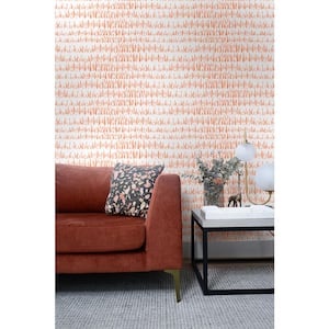 60.75 sq. ft. Orangesicle Brush Marks Paper Unpasted Wallpaper Roll
