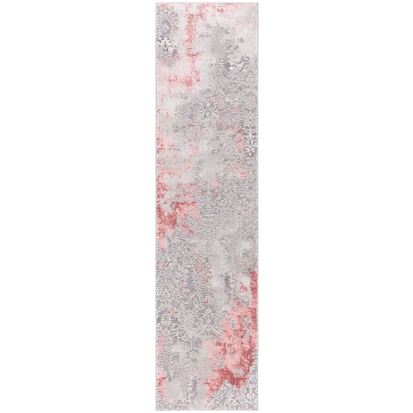 Meadow 2 ft. x 15 ft. Light Gray/Pink Marble Paisley Runner Rug
