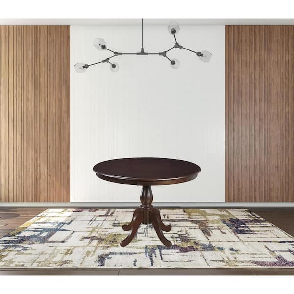Espresso Wood 42 in. Pedestal Dining Table Seats 4
