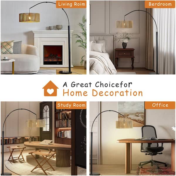 Maxax 79.75 in. Black Modern Arched 1-Light Metal Living Room