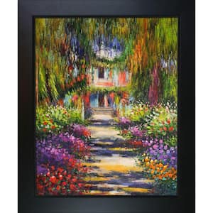 Garden Path at Giverny by Claude Monet New Age Wood Framed Oil Painting Art Print 20.75 in. x 24.75 in.