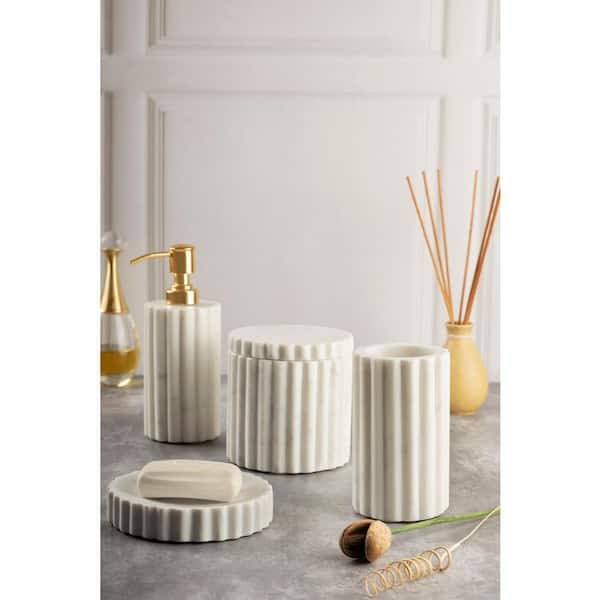 Collection Stone Effect White Bath Accessory Set-4 Pieces