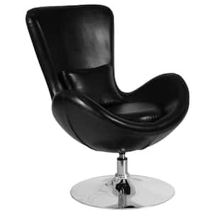 Black Leather Egg Series Reception-Lounge-Side Chair