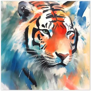 "Regal Strength II" Tiger Free Floating Reverse Unframed Printed Tempered Art Glass Wall Art 38 in. x 38 in.