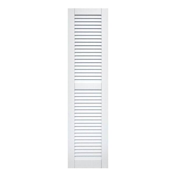 Winworks Wood Composite 15 in. x 60 in. Louvered Shutters Pair #631 White