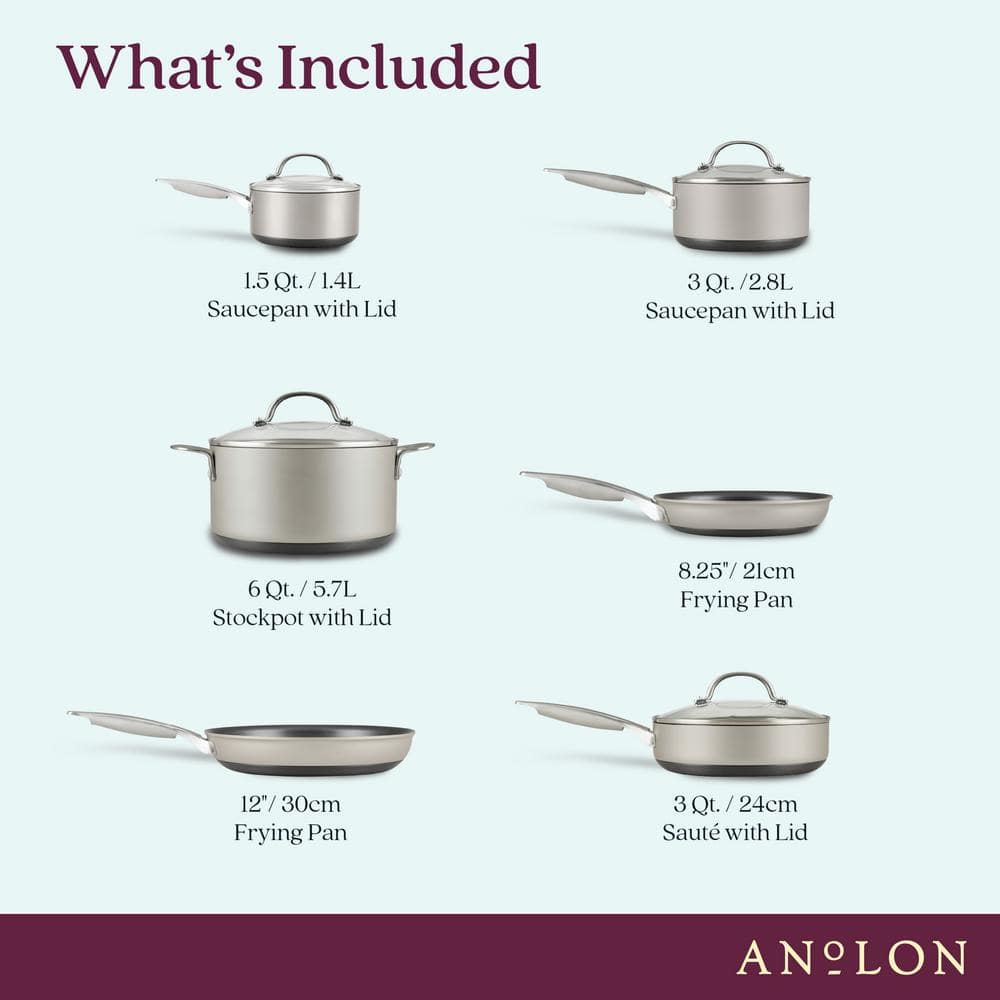 Silver 10-Piece Nonstick Aluminum Cookware Set with Glass Lids
