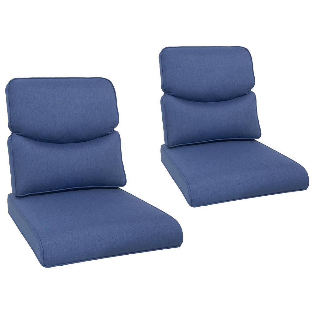 Modern 22 in. x 25 in. 4-Piece Deep Seating Outdoor Lounge Chair Cushion Set in Blue with Crescent-shaped Design
