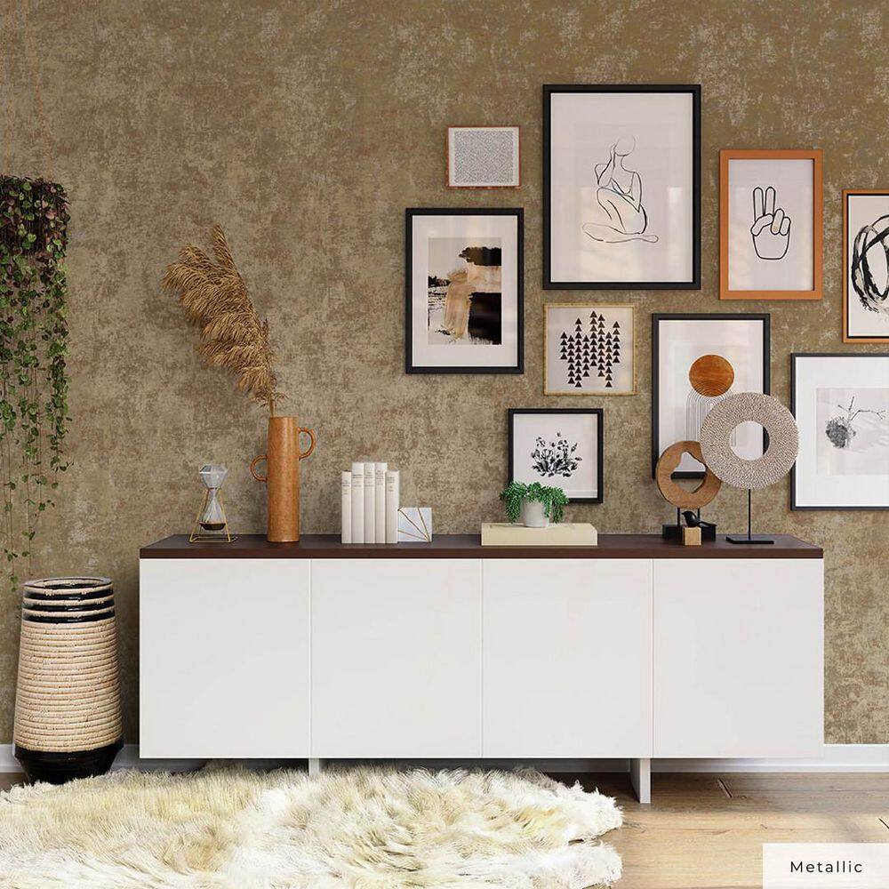 Gold Distressed Leaf Peel and Stick Wallpaper Roll