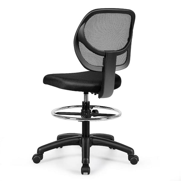 Adjustable Armless Black Mesh Seat Drafting Office Chair