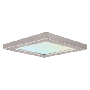 10-Watt 4 in. Square 3 Color Selectable LED 3000K/4000K/5000K Flush Mount Dimmable Fixture 600 Lumens ETL Nickel