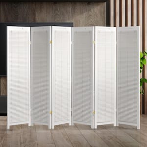 White 6 ft. Tall Adjustable Shutter 6-Panel Room Divider