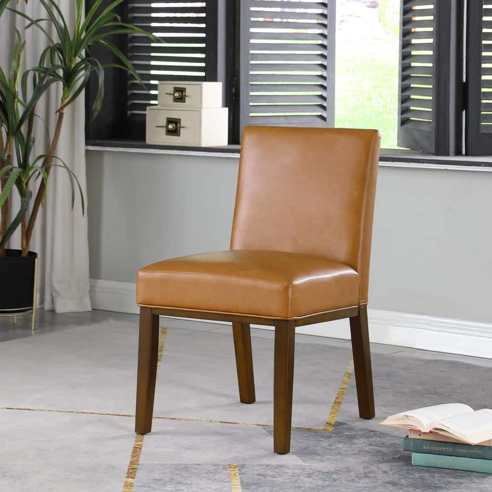 Carmel Faux Leather Parsons Side Chair with Espresso Wood Legs