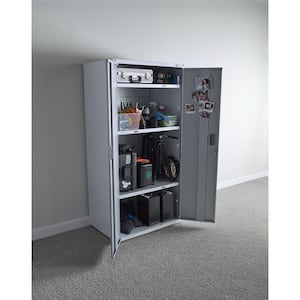Ready-to-Assemble Steel Freestanding Garage Cabinet in Hammered White (36 in. W x 72 in. H x 18 in. D)