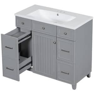 35.4 in. W x 16.65 in. D x 33.3 in. H Bath Vanity Cabinet without Top in Gray