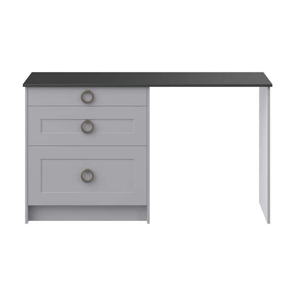 Roseland 61.5 in. W x 34.5 in. H x 24 in. D Slate Gray Shaker Simple Desk Bundle