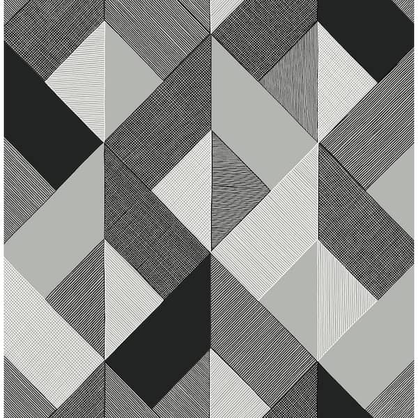 STACY GARCIA HOME 30.75 sq. ft. Greystone Marquetry Vinyl Peel and Stick Wallpaper Roll