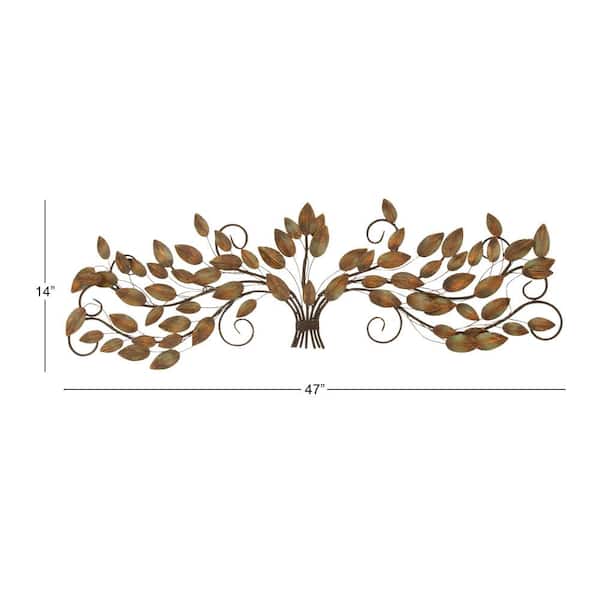 47 in. x  14 in. Metal Brown Leaf Wall Decor