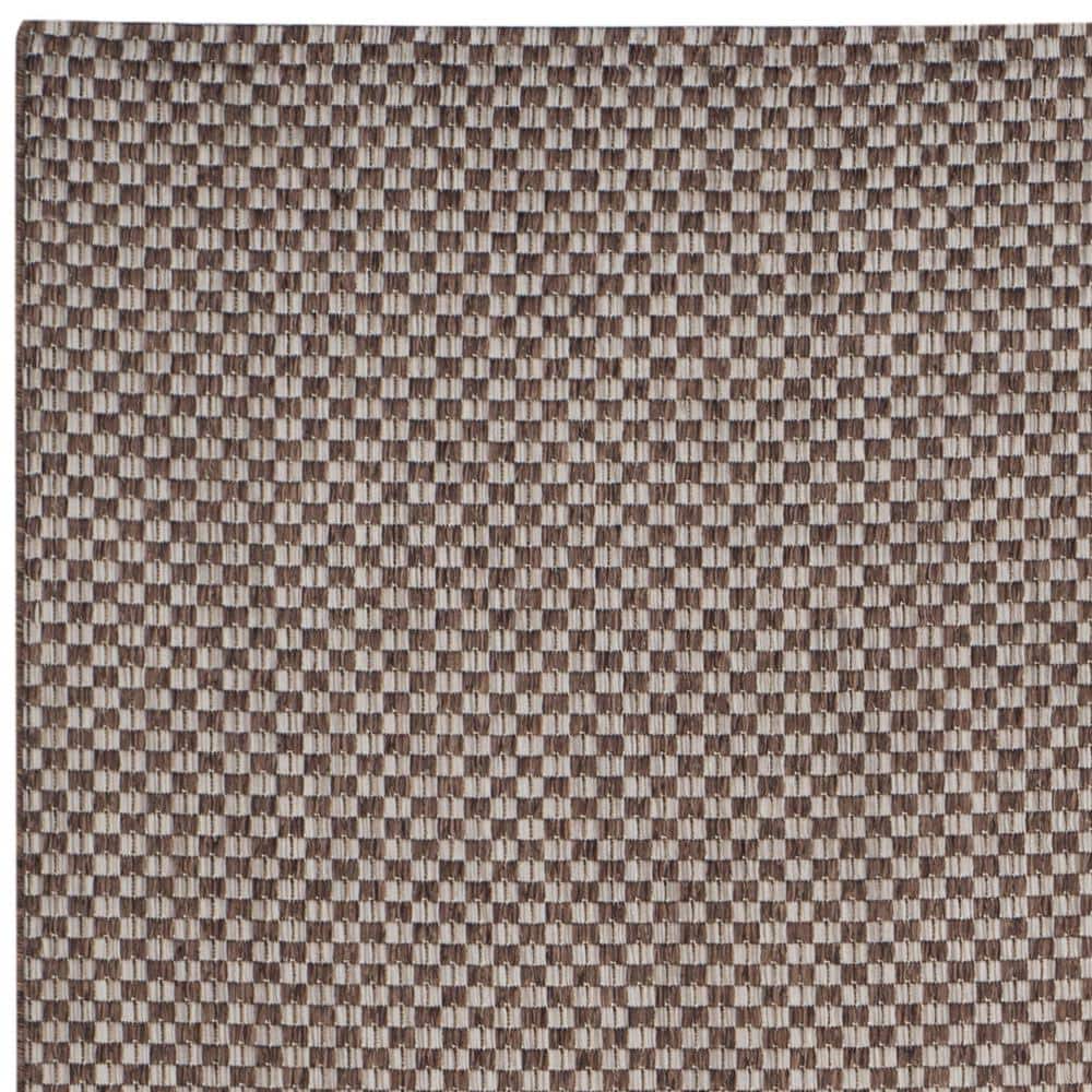 Light Brown & Light Grey Synthetic 9'x12' Easy-Care Outdoor Rug